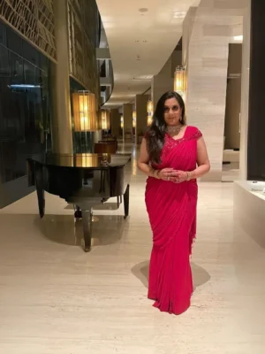Red drape saree