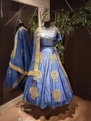 embroidery lehenga with kathakali motif