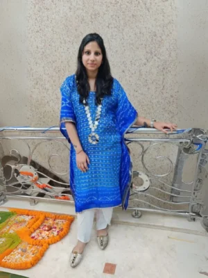 Bandhani Kaftan with Mirror Work Detailing