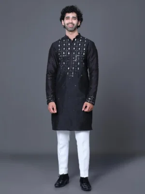 Black mirror work kurta set