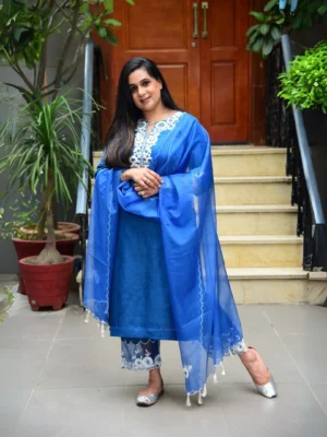 Blue thread Embroidery suit