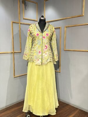 Thread Embroidery sharara set