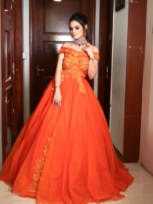 3D flower details Ball gown